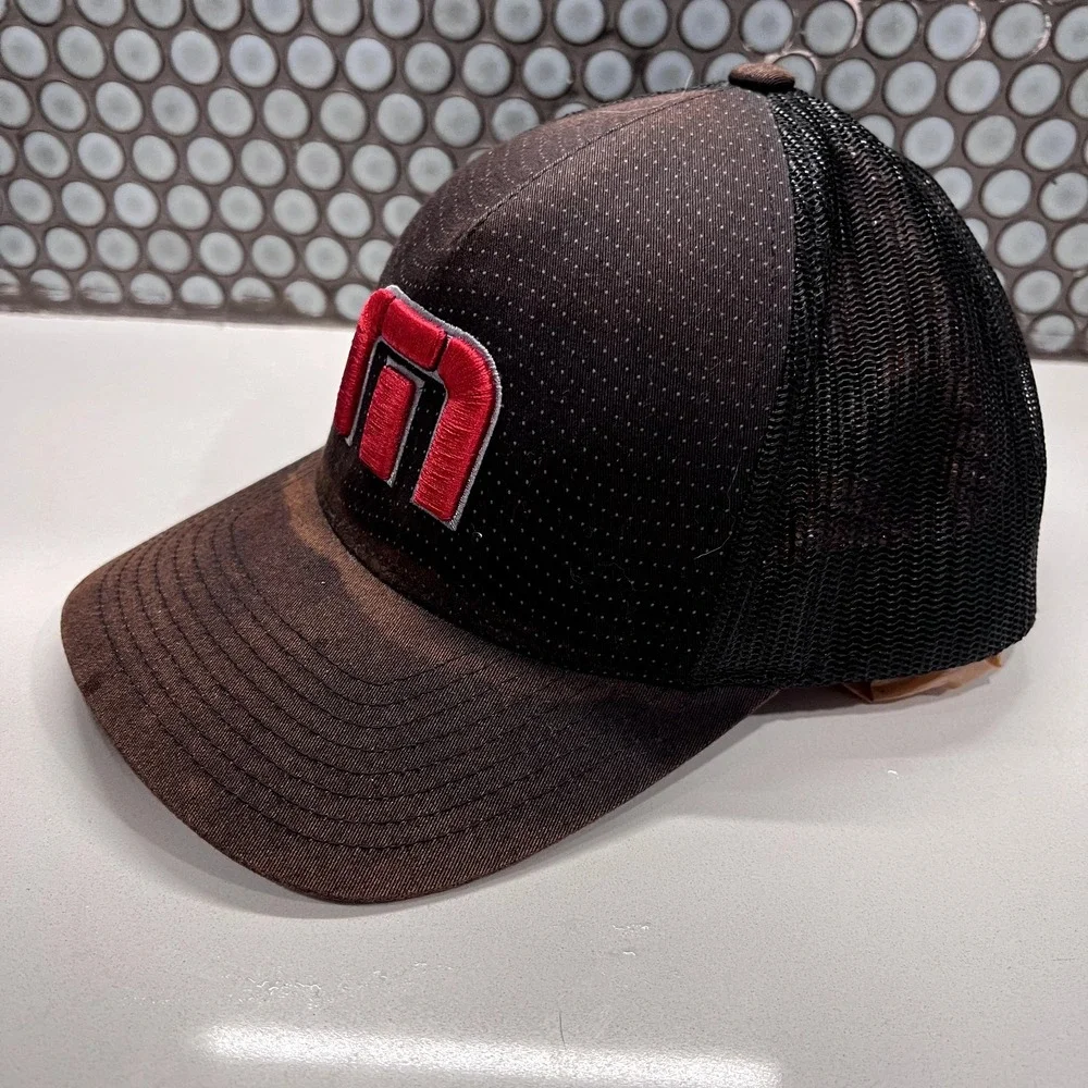 Travis Mathew Hat Cap Snap Back‎ Trucker Black Red Golf Golfer Mens Casual